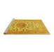 Sideview of Machine Washable Medallion Yellow Traditional Rug, wshtr4735yw