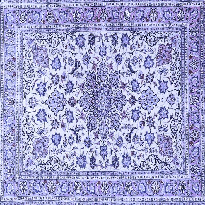 Square Machine Washable Medallion Blue Traditional Rug, wshtr4735blu
