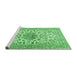 Sideview of Machine Washable Medallion Emerald Green Traditional Area Rugs, wshtr4735emgrn