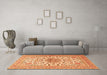 Machine Washable Medallion Orange Traditional Area Rugs in a Living Room, wshtr4735org