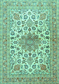 Medallion Turquoise Traditional Rug, tr4735turq