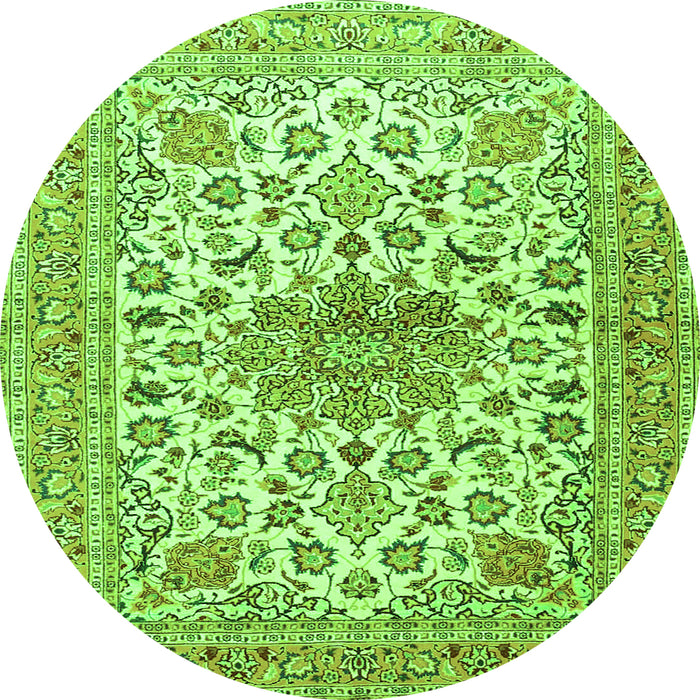 Square Medallion Green Traditional Rug, tr4735grn