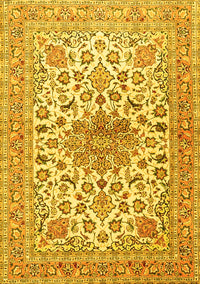 Medallion Yellow Traditional Rug, tr4735yw