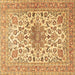 Square Machine Washable Medallion Brown Traditional Rug, wshtr4735brn