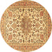 Round Medallion Brown Traditional Rug, tr4735brn