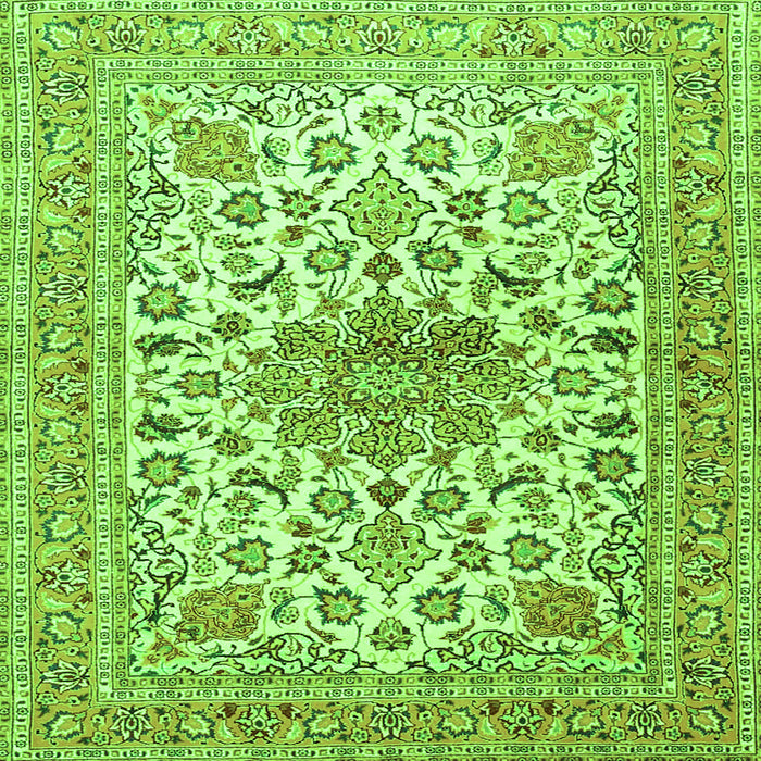 Serging Thickness of Medallion Green Traditional Rug, tr4735grn