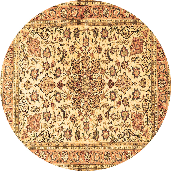 Round Machine Washable Medallion Brown Traditional Rug, wshtr4735brn