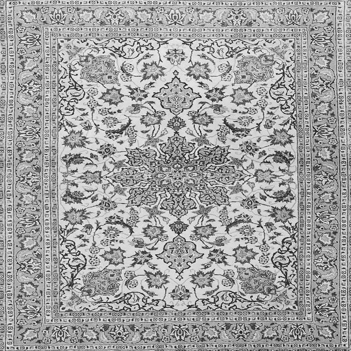 Round Machine Washable Medallion Gray Traditional Rug, wshtr4735gry