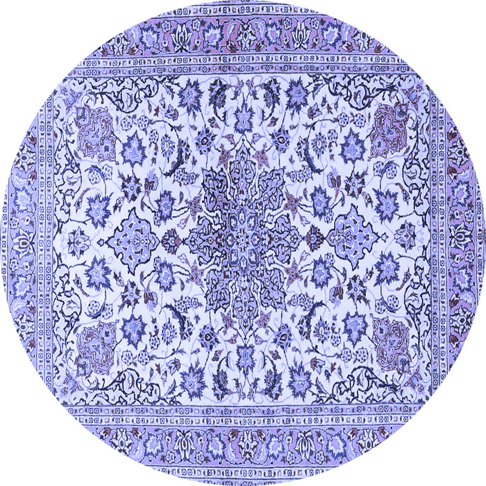 Round Machine Washable Medallion Blue Traditional Rug, wshtr4735blu