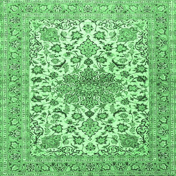 Square Medallion Emerald Green Traditional Rug, tr4735emgrn