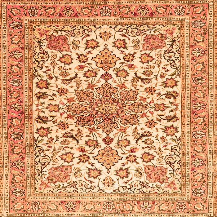 Serging Thickness of Medallion Orange Traditional Rug, tr4735org