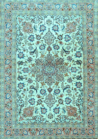 Medallion Light Blue Traditional Rug, tr4735lblu