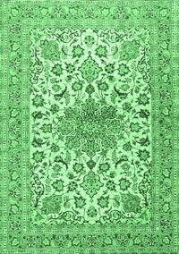 Medallion Emerald Green Traditional Rug, tr4735emgrn