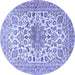 Round Medallion Blue Traditional Rug, tr4735blu