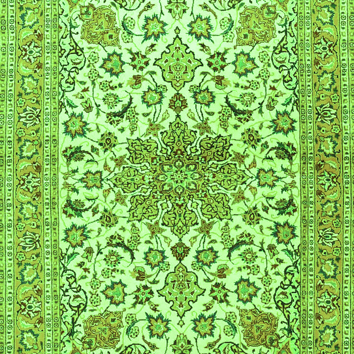 Serging Thickness of Machine Washable Medallion Green Traditional Area Rugs, wshtr4735grn