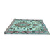 Sideview of Machine Washable Medallion Light Blue Traditional Rug, wshtr4736lblu