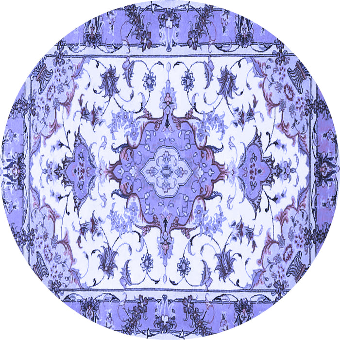 Round Medallion Blue Traditional Rug, tr4736blu