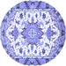 Round Medallion Blue Traditional Rug, tr4736blu