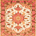 Serging Thickness of Medallion Orange Traditional Rug, tr4736org