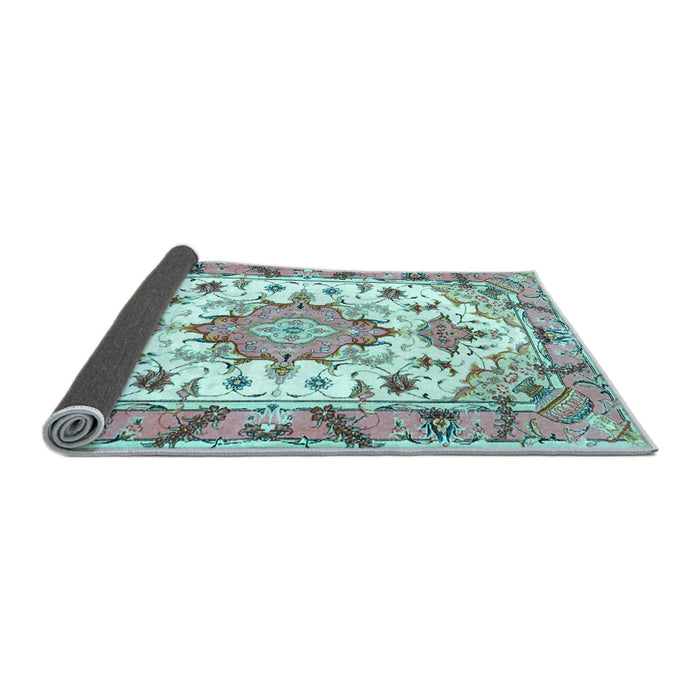 Sideview of Medallion Light Blue Traditional Rug, tr4736lblu