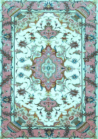 Medallion Light Blue Traditional Rug, tr4736lblu