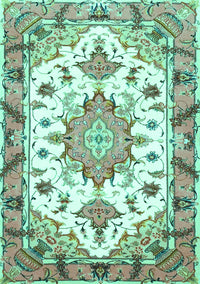 Medallion Turquoise Traditional Rug, tr4736turq