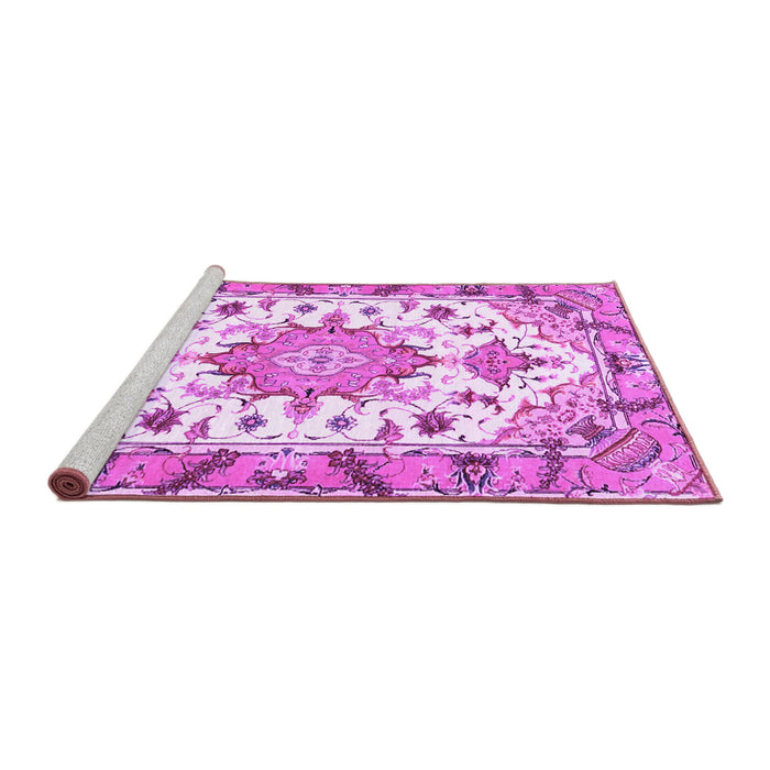 Sideview of Machine Washable Medallion Purple Traditional Area Rugs, wshtr4736pur