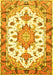 Machine Washable Medallion Yellow Traditional Rug, wshtr4736yw