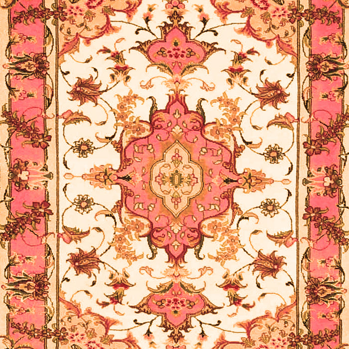 Serging Thickness of Machine Washable Medallion Orange Traditional Area Rugs, wshtr4736org