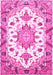 Machine Washable Medallion Pink Traditional Rug, wshtr4736pnk