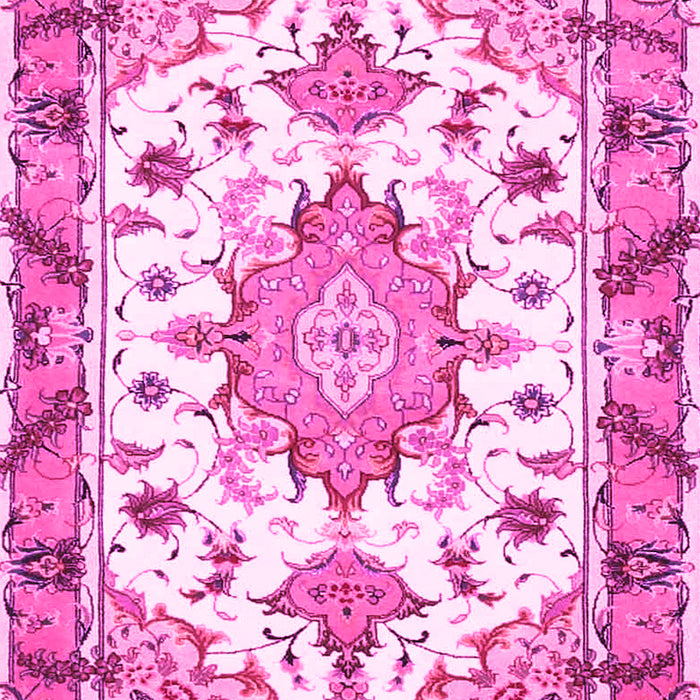 Machine Washable Medallion Pink Traditional Rug, wshtr4736pnk