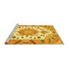 Sideview of Machine Washable Medallion Yellow Traditional Rug, wshtr4736yw