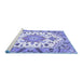 Sideview of Machine Washable Medallion Blue Traditional Rug, wshtr4736blu