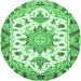 Round Medallion Emerald Green Traditional Rug, tr4736emgrn