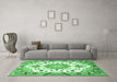 Machine Washable Medallion Emerald Green Traditional Area Rugs in a Living Room,, wshtr4736emgrn