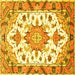 Square Machine Washable Medallion Yellow Traditional Rug, wshtr4736yw