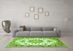 Machine Washable Medallion Green Traditional Area Rugs in a Living Room,, wshtr4736grn