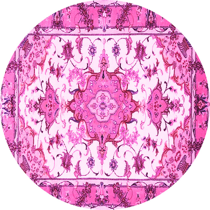 Round Medallion Pink Traditional Rug, tr4736pnk
