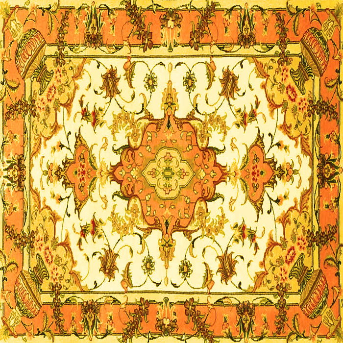Square Medallion Yellow Traditional Rug, tr4736yw