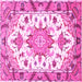 Square Machine Washable Medallion Pink Traditional Rug, wshtr4736pnk