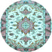 Round Medallion Light Blue Traditional Rug, tr4736lblu