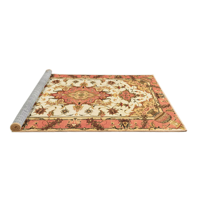 Sideview of Machine Washable Medallion Brown Traditional Rug, wshtr4736brn
