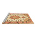 Sideview of Machine Washable Medallion Brown Traditional Rug, wshtr4736brn