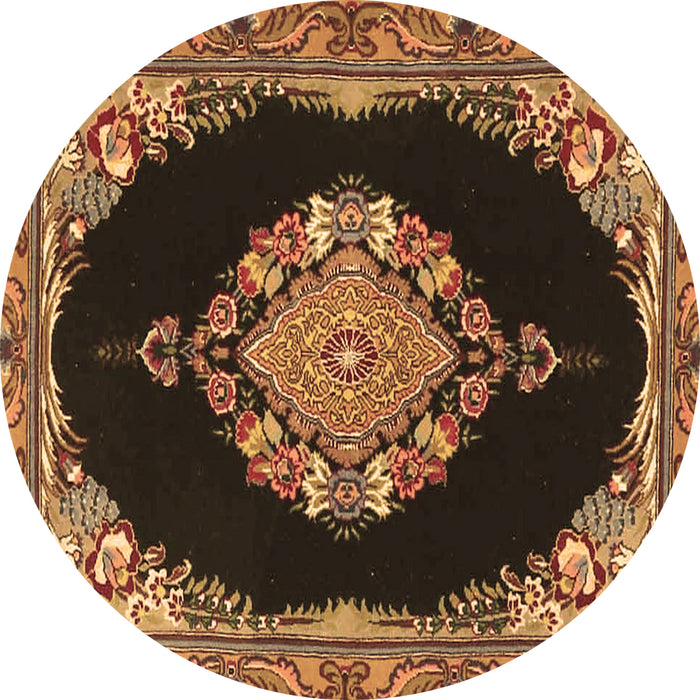 Round Medallion Brown Traditional Rug, tr4737brn