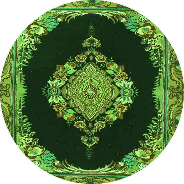 Square Medallion Green Traditional Rug, tr4737grn