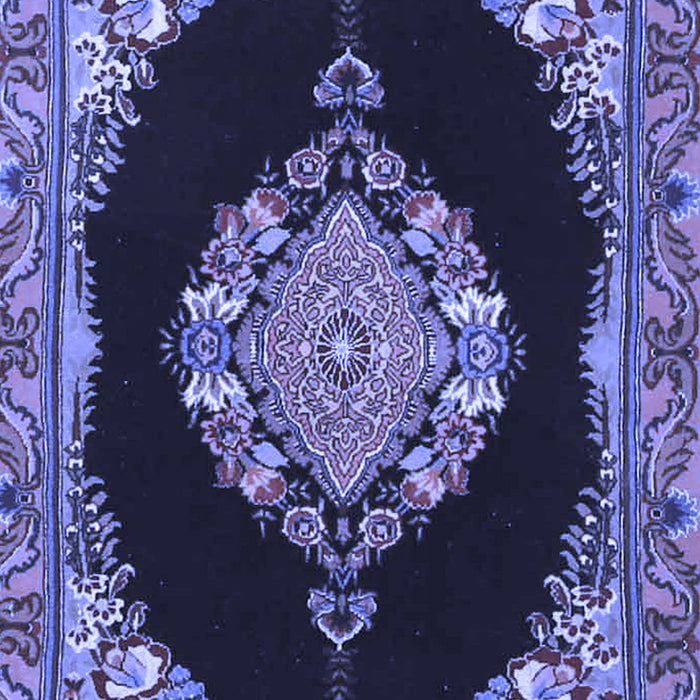 Machine Washable Medallion Blue Traditional Rug, wshtr4737blu