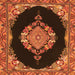 Serging Thickness of Medallion Orange Traditional Rug, tr4737org