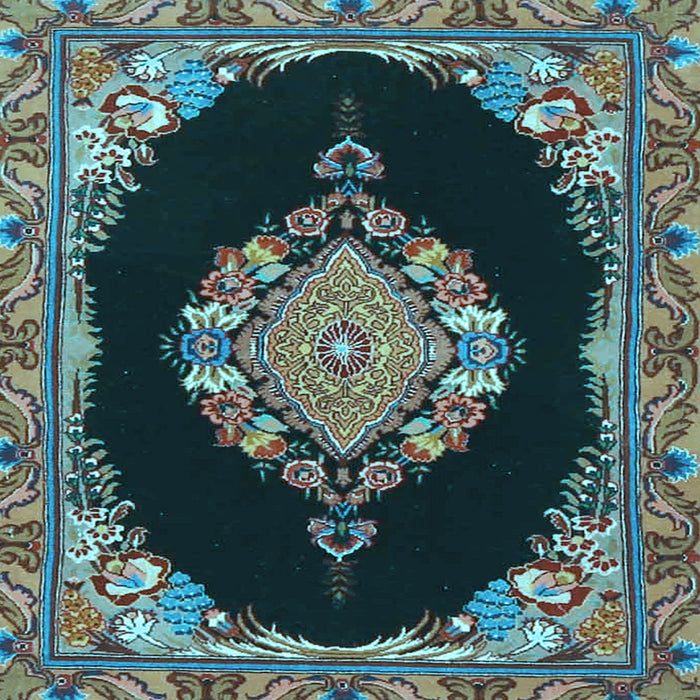 Square Medallion Light Blue Traditional Rug, tr4737lblu