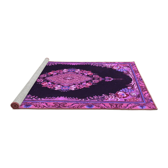 Sideview of Machine Washable Medallion Purple Traditional Area Rugs, wshtr4737pur