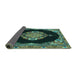 Sideview of Medallion Turquoise Traditional Rug, tr4737turq